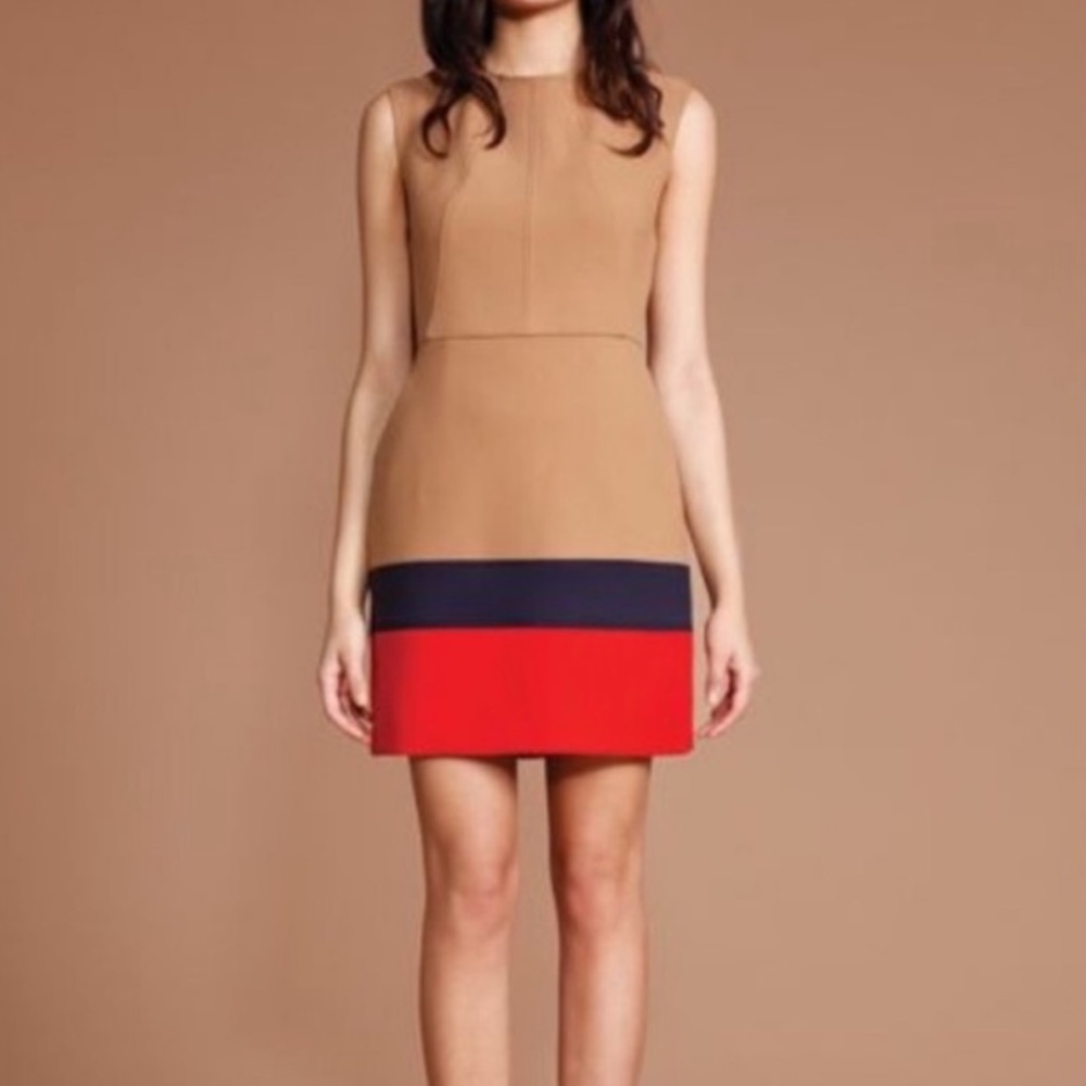 Shoshanna Camel Double Crepe Color Block Trina Dr… - image 1